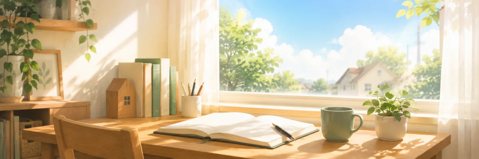 窓辺の学習コーナー：家でも学べる場所
